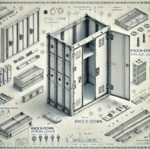 Disassembled steel storage cabinet