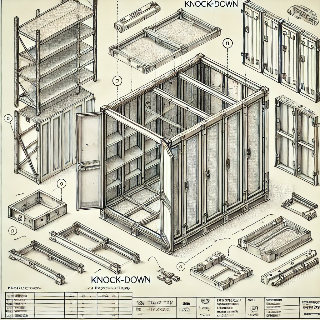 Disassembled steel storage cabinet