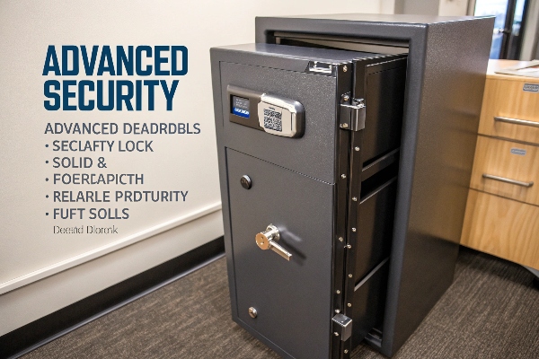 Advanced security safe with digital lock and QR code, offering high protection for valuables