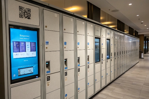 Advanced smart lockers with touchscreen controls and digital payment, ideal for secure storage