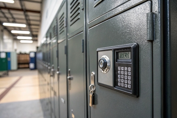 Secure metal lockers with digital keypad locks, perfect for gyms and workplaces