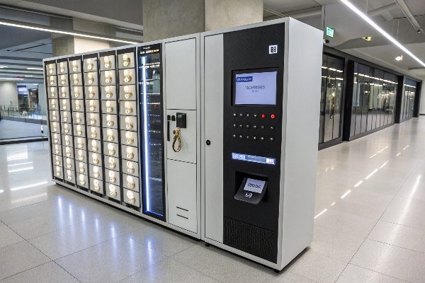 Innovative smart locker system with illuminated compartments and digital interface, perfect for modern storage needs