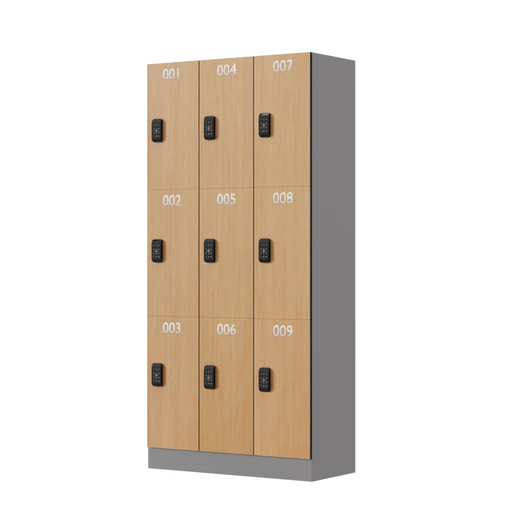 flat packing steel locker with wood hpl locker