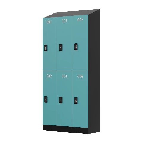 flat packing sloped top steel locker with green hpl locker