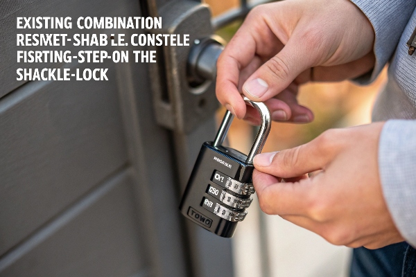 Person unlocking a combination padlock, text overlay present